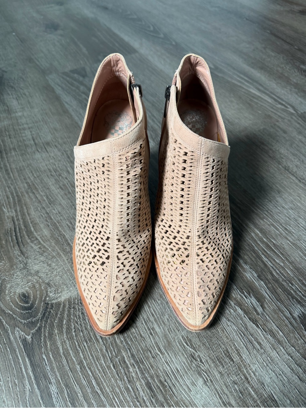 Vince Camuto Perforated Pointed-Toe Suede Booties - Picture 5 of 8